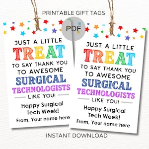 Etichette stampabili per i regali della settimana della tecnologia chirurgica / Etichette regalo per la tecnologia chirurgica / Etichette per la settimana della tecnologia chirurgica / Regali per la settimana del tecnico chirurgico / PDF