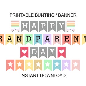 Grandparents Day banner printable / Grandparents day decorations / Grandparents day decor / Happy Grandparents day craft / DIY bunting / PDF