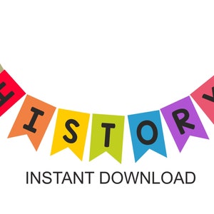 History subject banner printable / History classroom banner printable / History classroom decorations / History class bulletin board decor