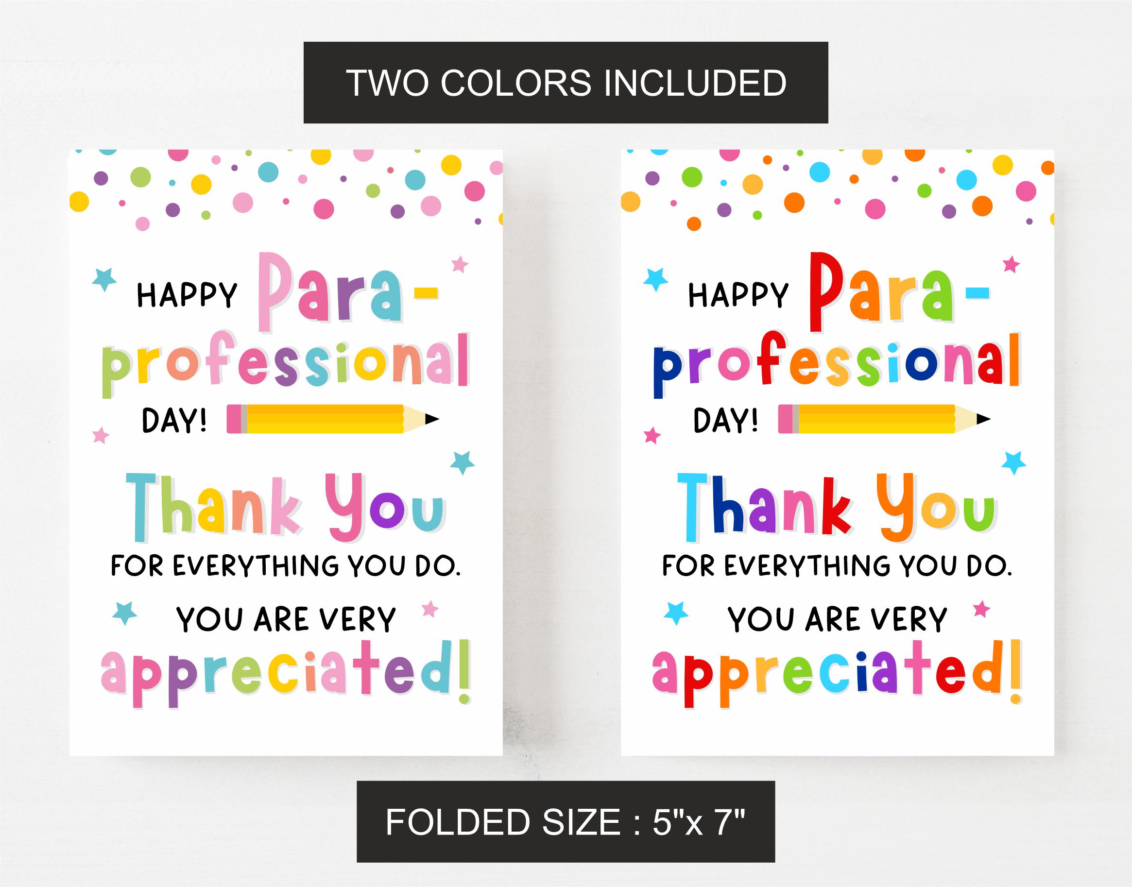 Paraprofessional Day Card Printable / Paraprofessional Appreciation Day ...