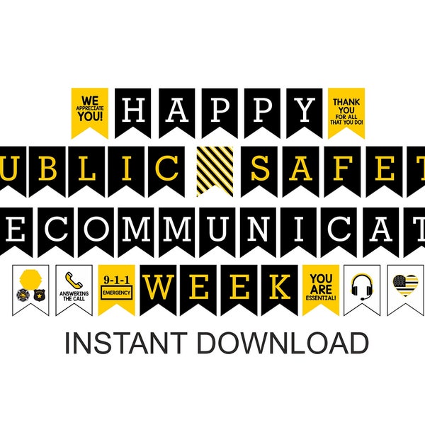 Public Safety Telecommunicators Week banner printable / Telecommunicator week banner / Telecommunications Week / 911 dispatchers week / PDF