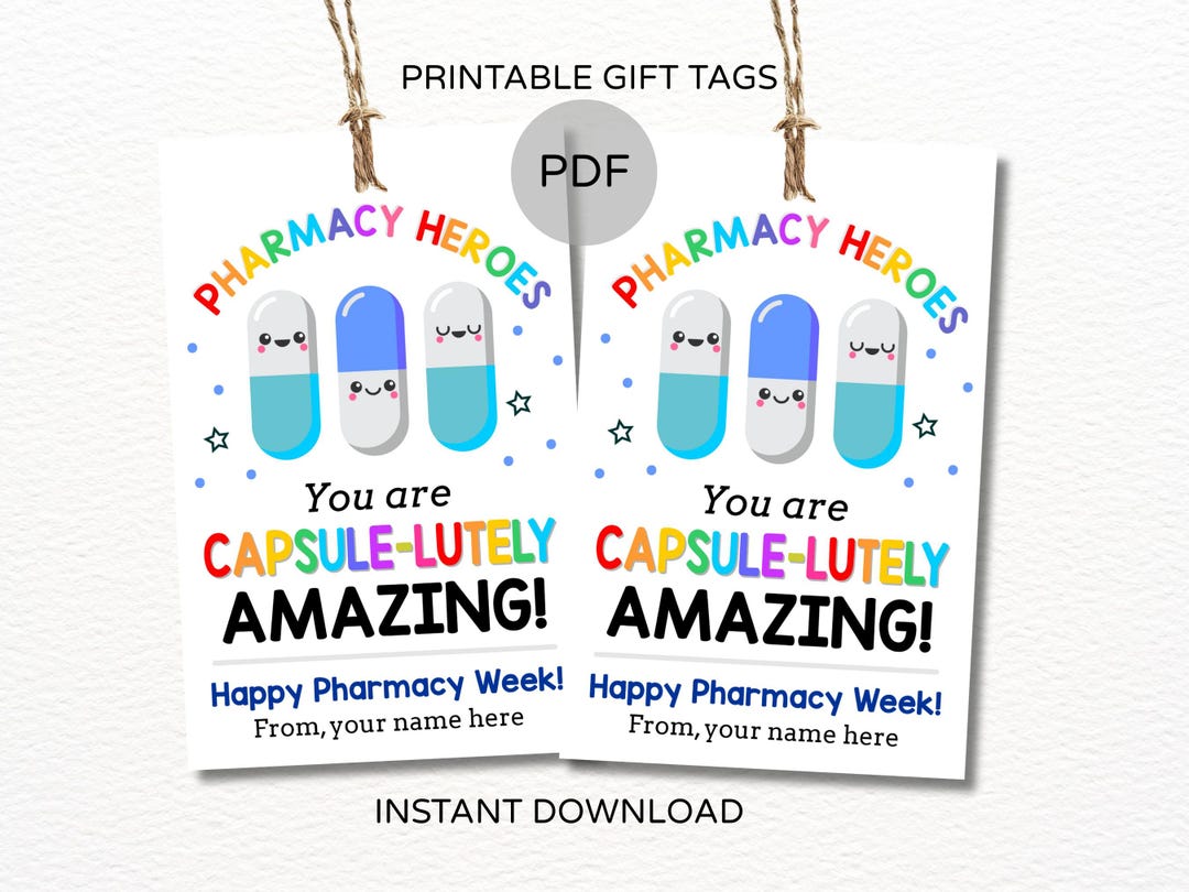 Pharmacy Week Tags Printable / Pharmacy Week Tag / Pharmacy Week Gifts ...