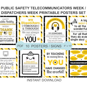 Weekborden telecommunicator set van 10 / 911 posters weekposter waardering weekposter / weekposters weekposters / telecommunicator openbare veiligheid