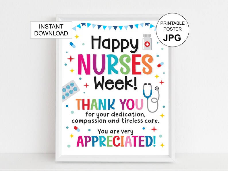 Nurses Week Lettering BIG Nurses Week Sign Printable / Nurses Week Poster / Nurses Week ...