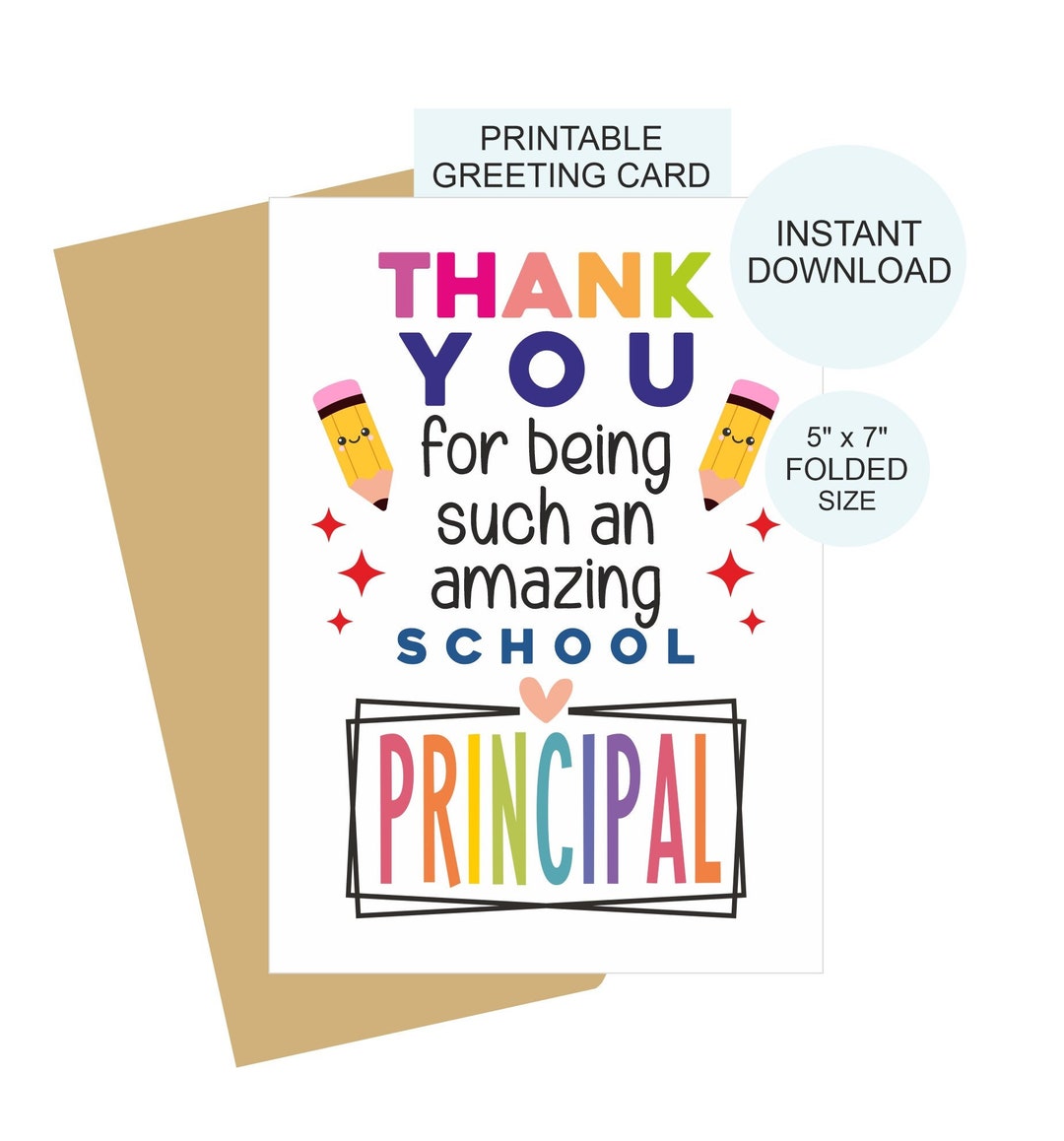 School Principal Card Printable / School Principal Appreciation Card School Principal Card Printable / School Principal Appreciation Card