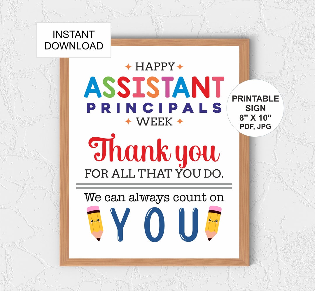 Assistant Principal Week Sign Printable / Assistant Principal Gift / Assistant Principal Day