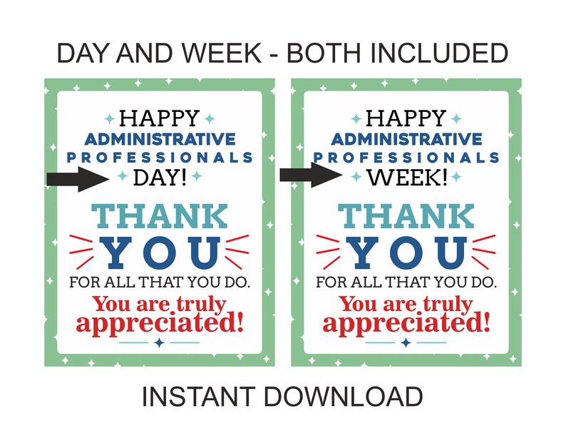 Administrative Professionals Day Signs Set of 9 Printable / Admins Day ...