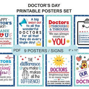 Letreros imprimibles para el Día del Médico / Juego de 9 carteles para el Día del Médico / Regalos para el Día del Médico / Letrero de agradecimiento para el Día del Médico / Decoraciones para el Día del Médico