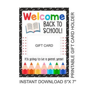 Porte-cartes cadeau Bienvenue à l'école à imprimer / Porte-cartes cadeau à imprimer pour la rentrée. Porte-carte cadeau pour la rentrée des classes PDF