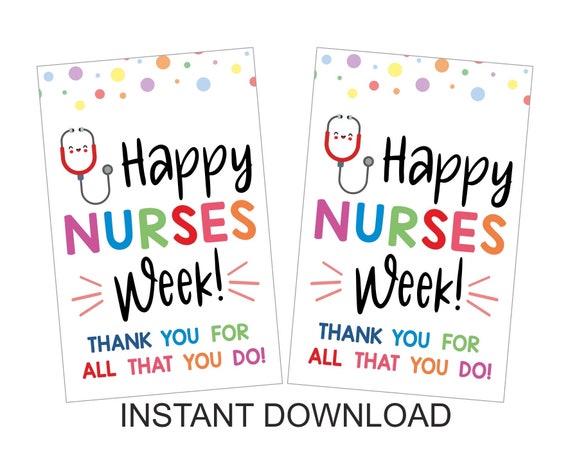 Colorful Nurses Week gift tag printable / Nurse Week gift tag printable / Nurse appreciation week tag / Nurse appreciation gift / PDF