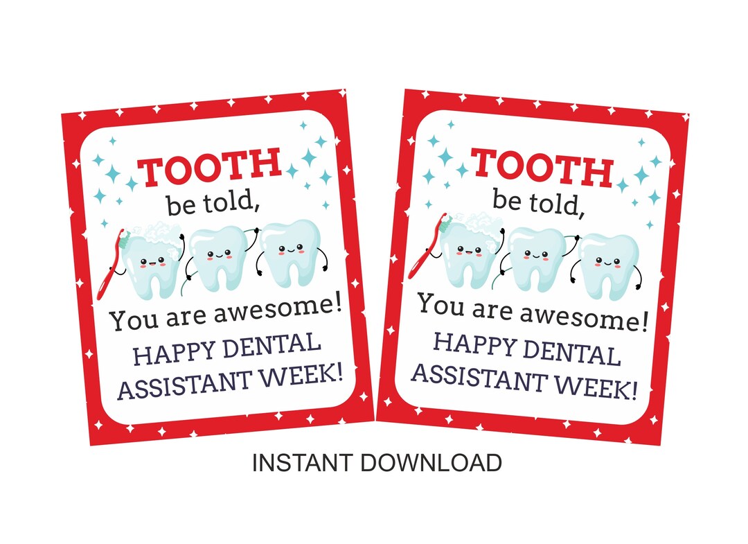 Printable Happy Dental Assistant Week Tag / Printable Happy Dental