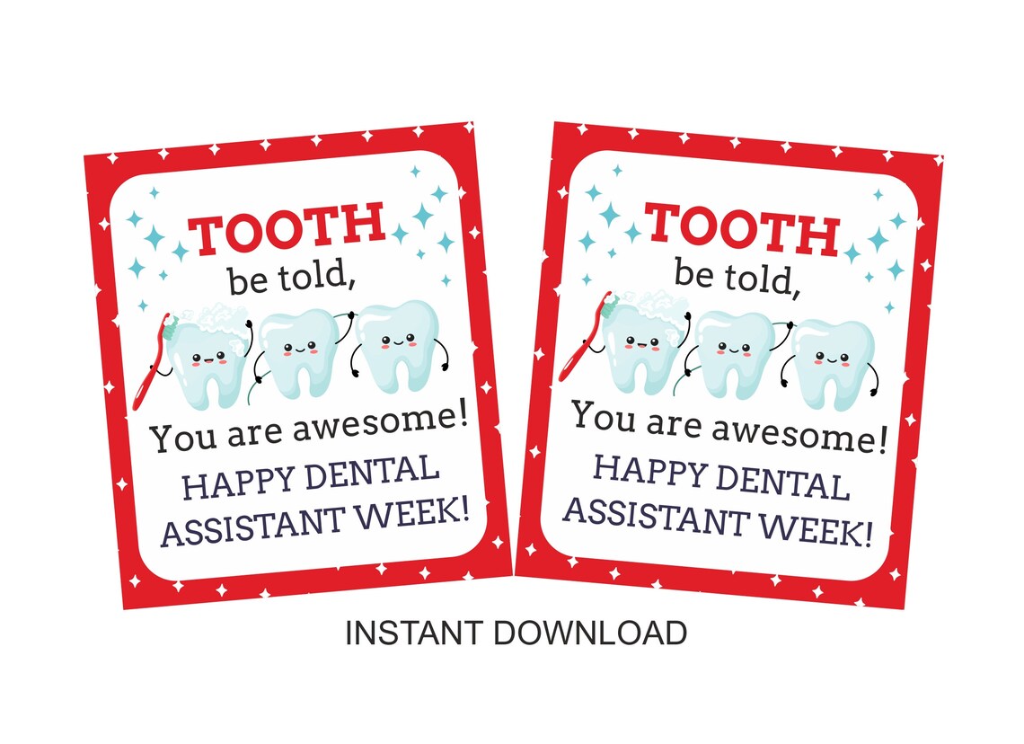 Printable Happy Dental Assistant Week Tag / Printable Happy Etsy