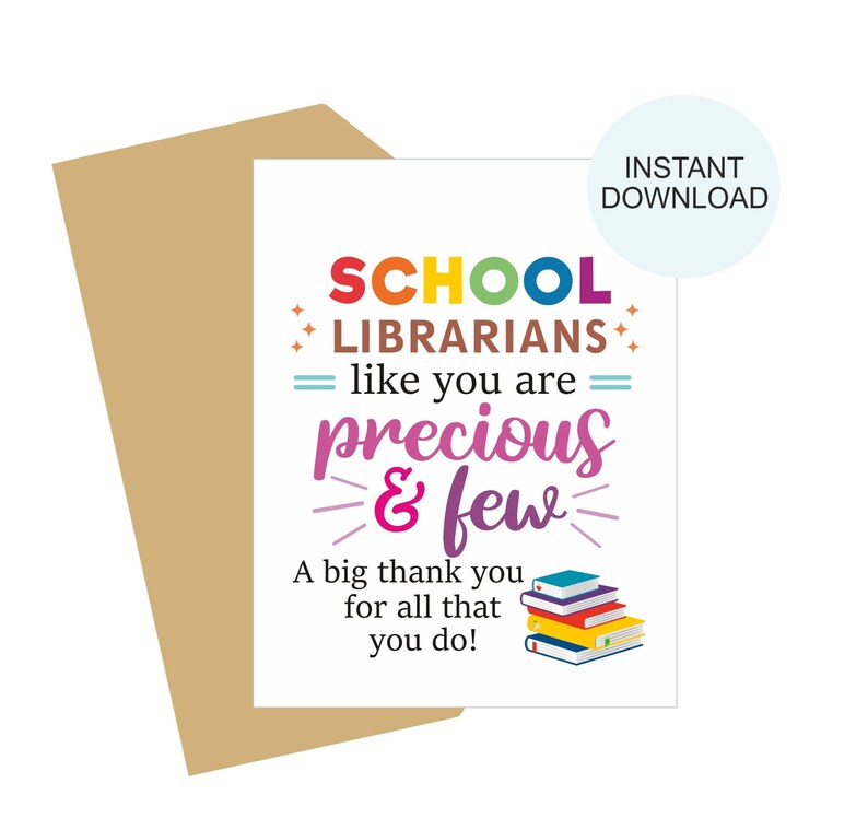 Library Kudos Examples School Librarian Card Printable / School Librarian Appreciation Card ...