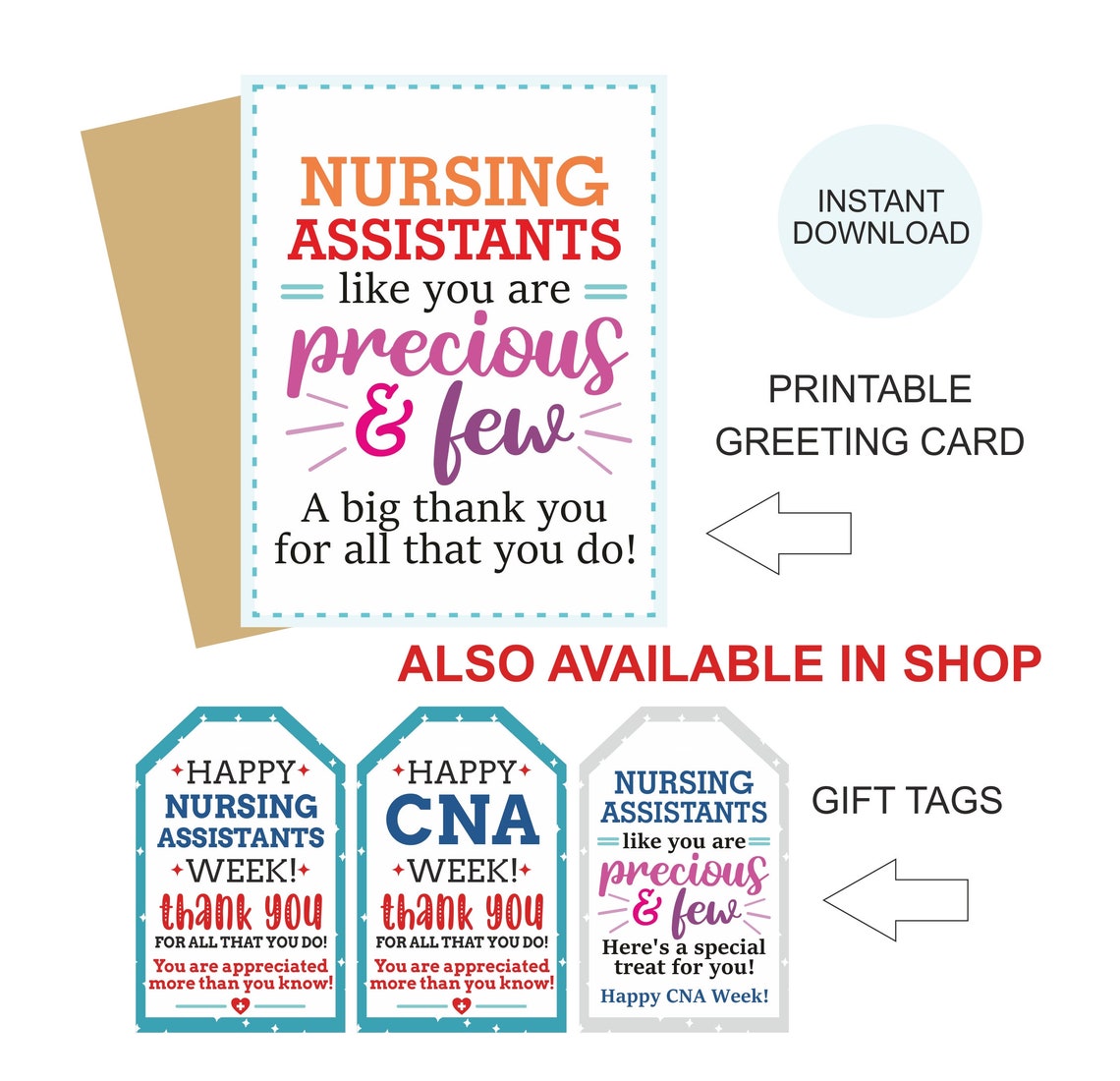 CNA Week Card Printable / Cna Thank You Card / Nursing Etsy