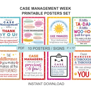Case management week signs set printable / Case management week posters / Case managers week / Case Manager appreciation / Case manager gift
