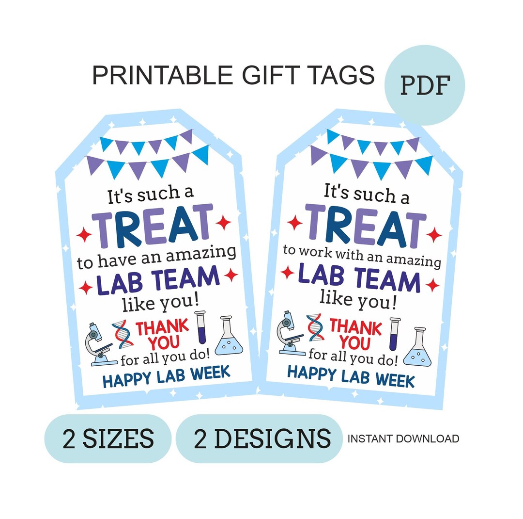Lab Week Tags Printable / Lab Week Treat Tags / Lab Week Gift Tags ...