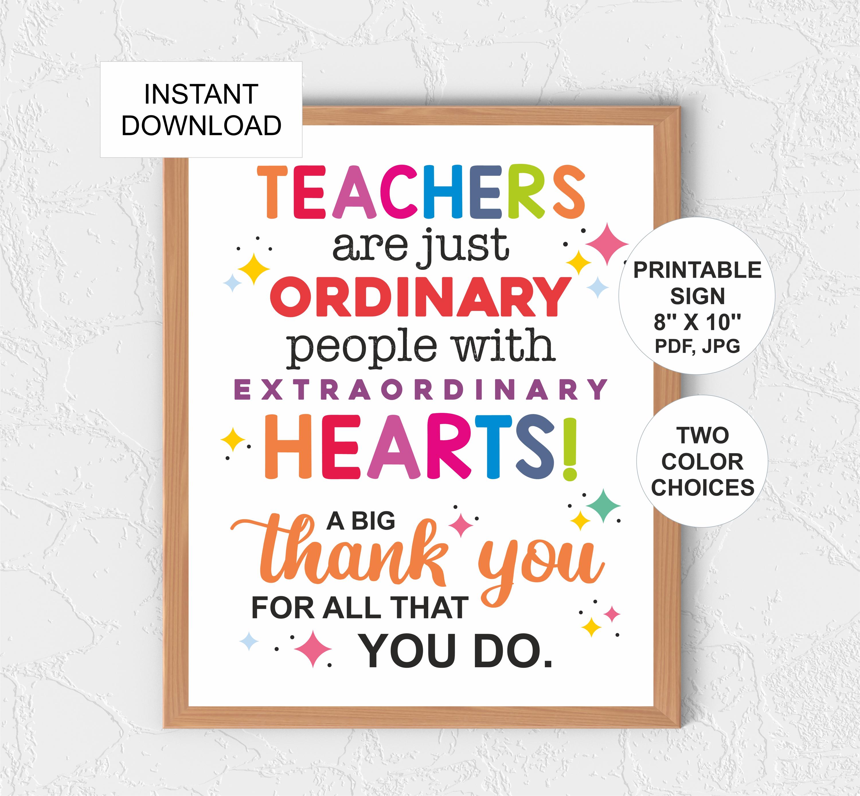 Teacher Appreciation Sign Printable / Teacher Thank You Poster ...