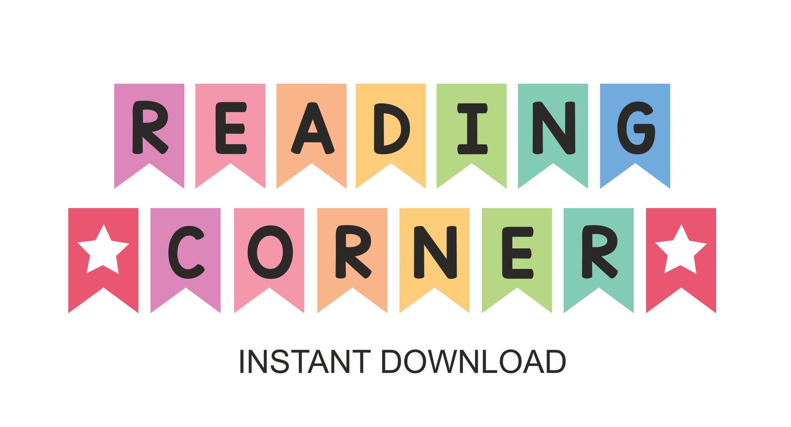 Reading Corner Banner Printable / Reading Corner Bunting / Etsy
