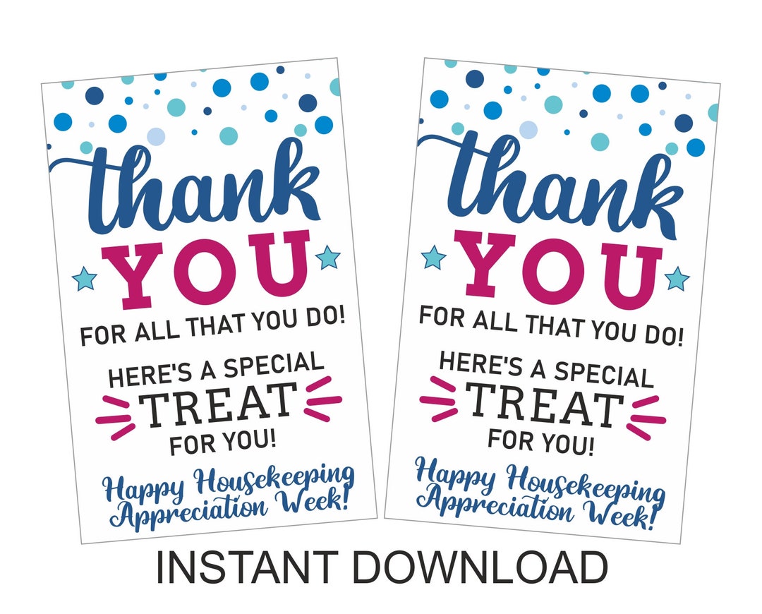 Housekeeping Appreciation Week Tag Printable / Housekeeping Week Gifts