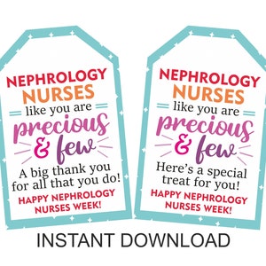 Nephrology Nurses Week gift tags printable / Nephrology Nurse gifts tags / Nephrology Nurse appreciation tag / Treat tag / 2 DESIGNS / PDF