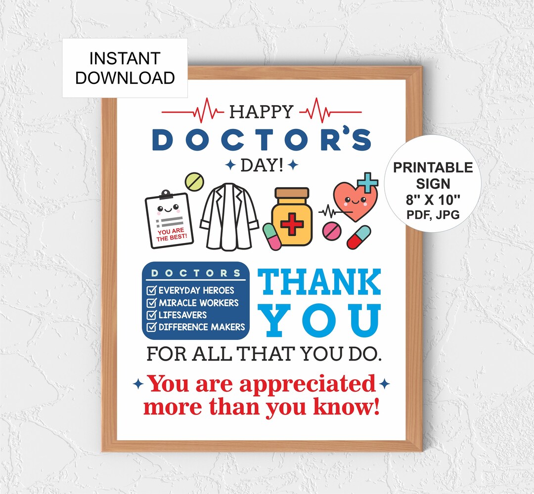 Doctor's Day Sign Printable / Doctor's Day Poster / Doctor's Day Thank ...