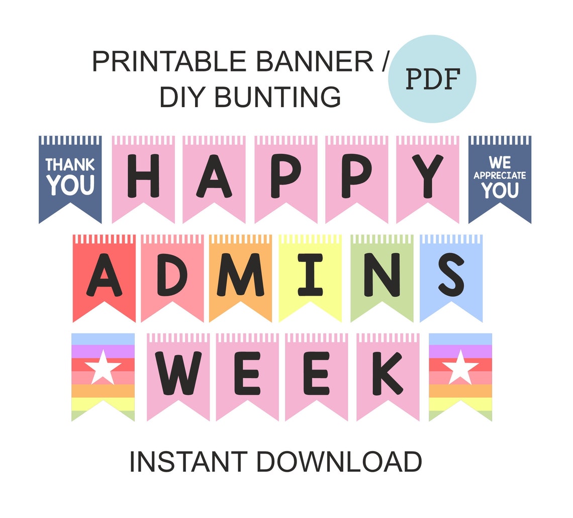 Happy Admins Week Banner Printable / Admin Week Banner / Admin Week ...