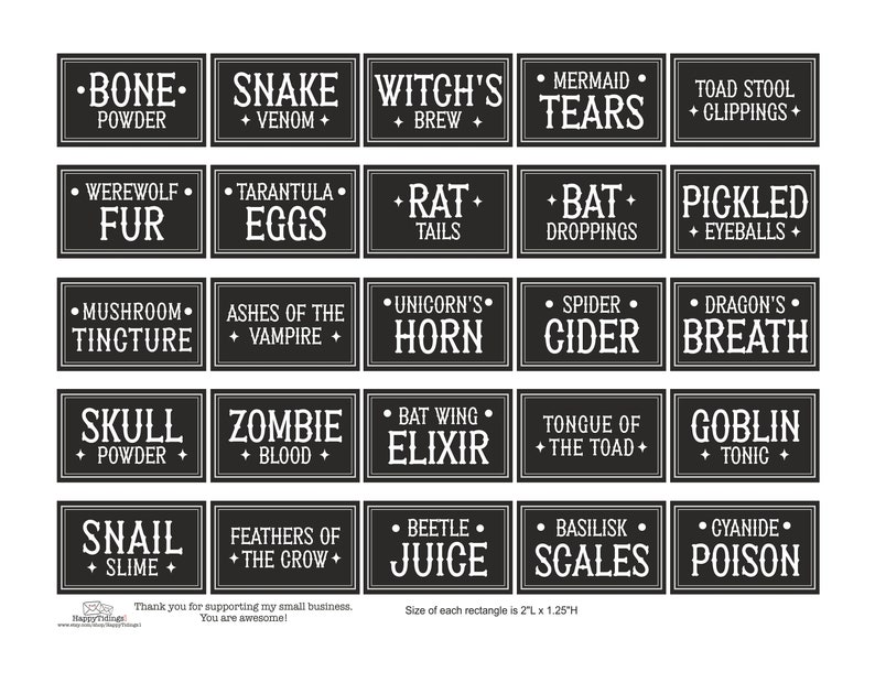 25 Mini Apothecary Label Printable / Vintage Halloween Labels - Etsy