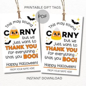 Halloween candy corn tag printable / Halloween thank you tag / Thanks for all you boo / Halloween appreciation tag / Halloween candycorn PDF