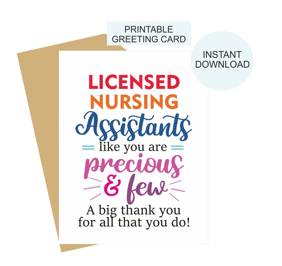 LNA Card Printable / LNA Week Card / Licensed Nursing Etsy