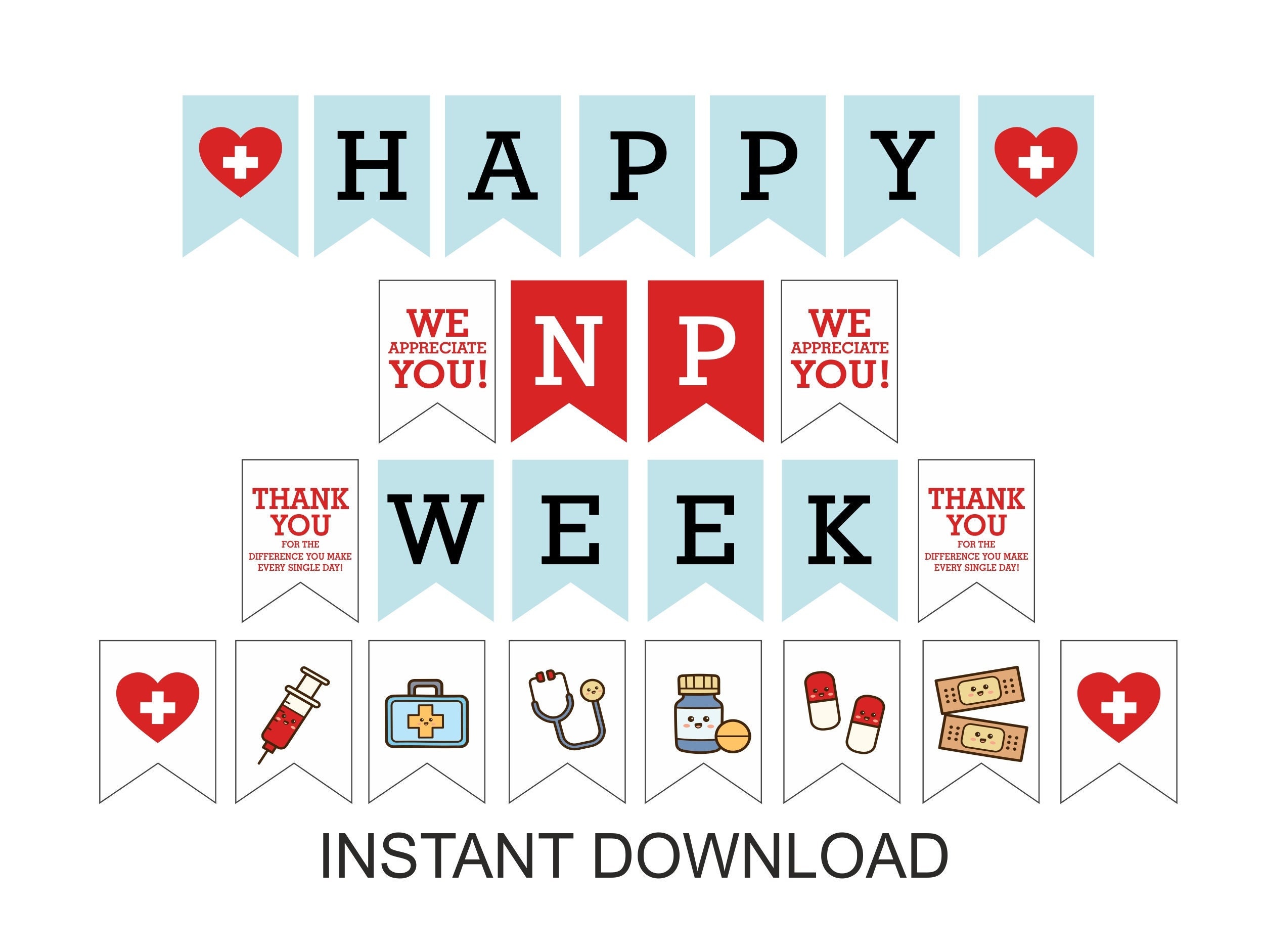 Np Week Character Happy NP Week Banner Printable / NP Week Bunting / Happy Nurse ...
