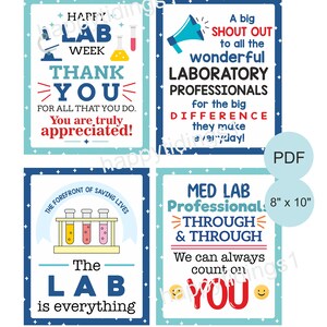 Lab Week Signs Set of 9 Printable / Medical Laboratory Professionals ...