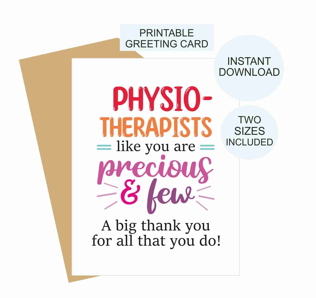 Physiotherapist Appreciation Card Printable / Physical Therapy Card ...