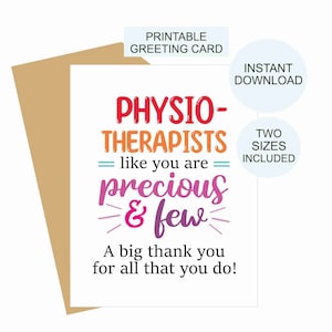 Physiotherapist appreciation card printable / Physical Therapy card / Physiotherapist gift / Physiotherapist thank you card printable / PDF