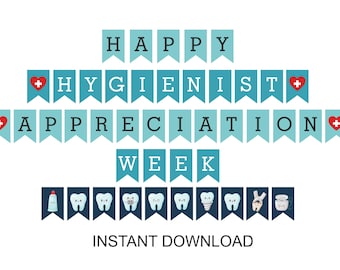 Dental Hygienist Appreciation Week banner Printable / Printable Happy Hygienist Week banner PDF / Dental Hygienist Banner PDF