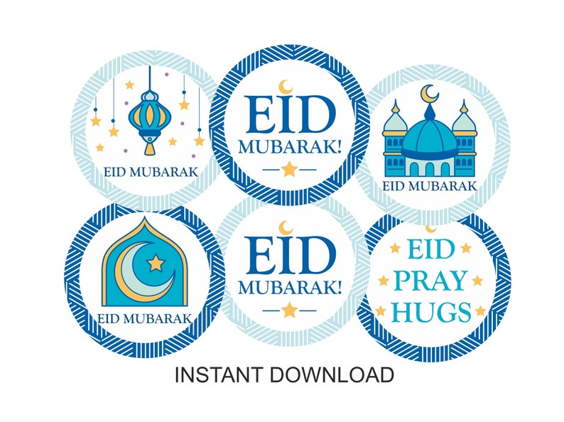 Eid Mubarak Cupcake Toppers Printable / Printable Eid Mubarak Etsy