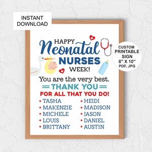 Personalised Neonatal Nurse Week appreciation sign printable /  NICU nurse week gifts / nicu nurse gifts / Neonatal nurse thank you sign