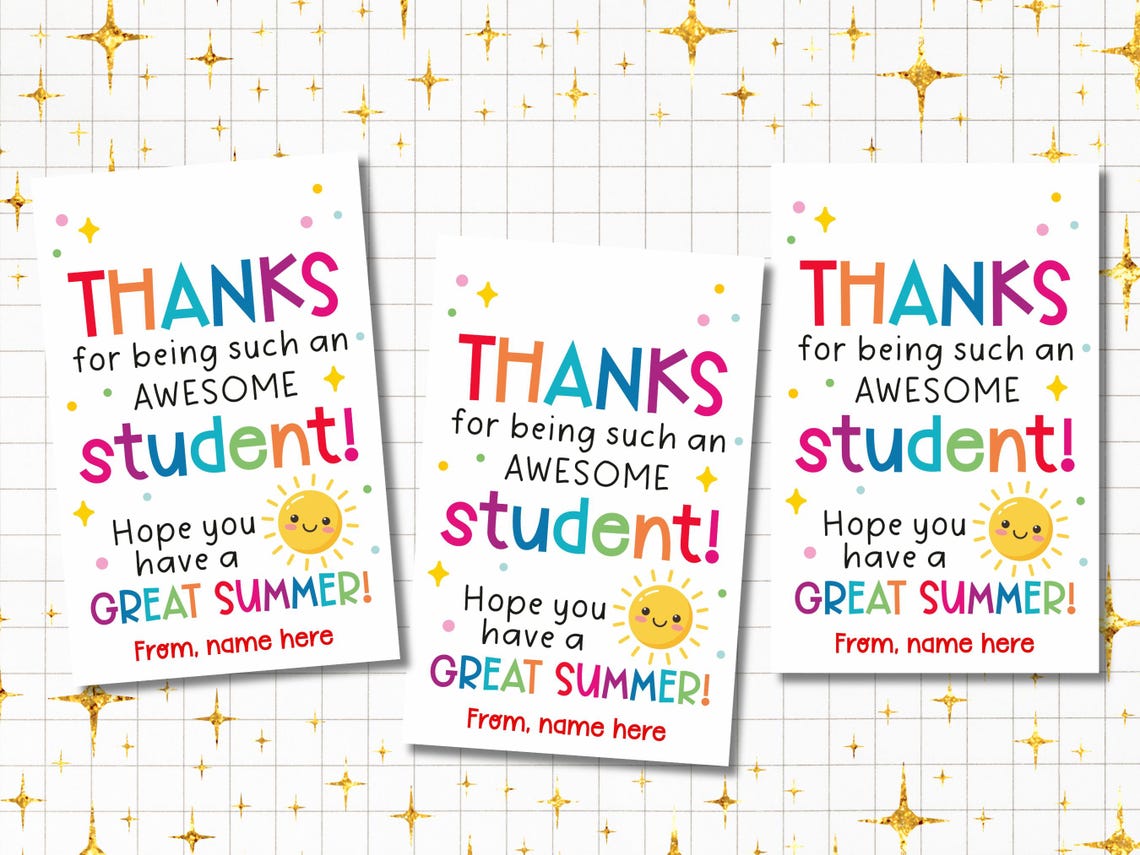 Last Day of School Student Gift Tags Printable / Summer Student Gifts ...