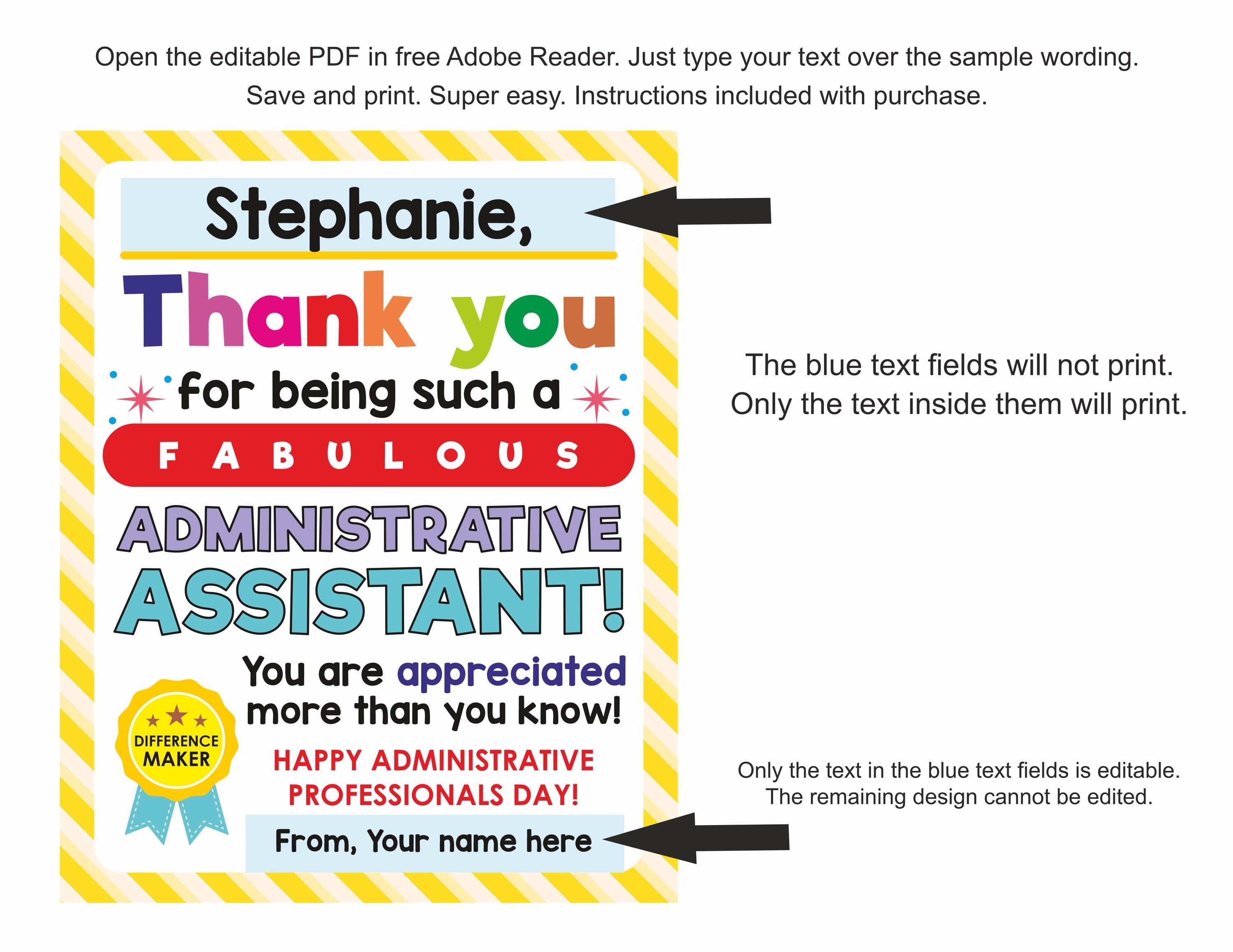 Editable Administrative Assistant Day Sign Printable / Administrative ...