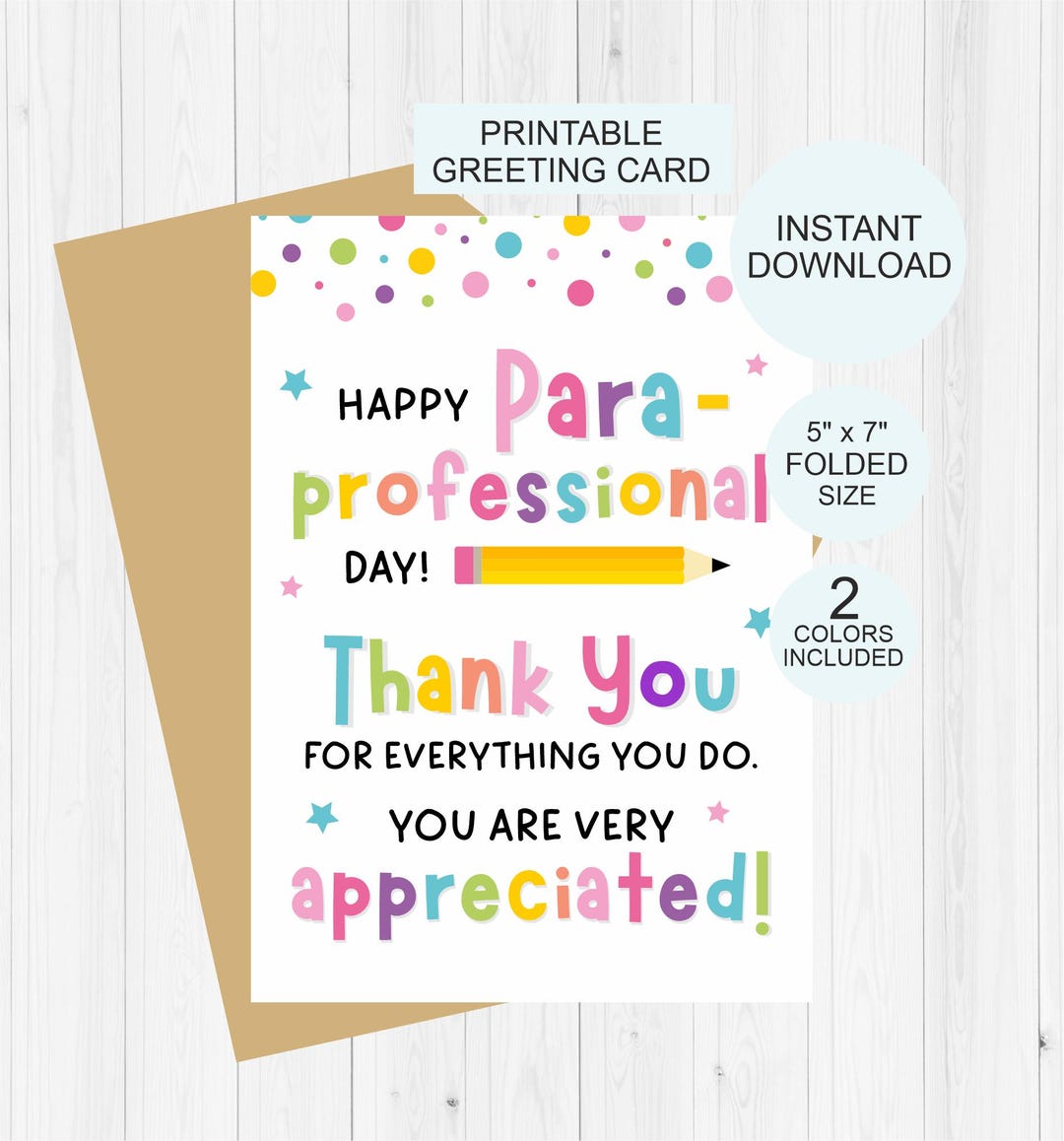 Paraprofessional Day Card Printable / Paraprofessional Appreciation Day ...