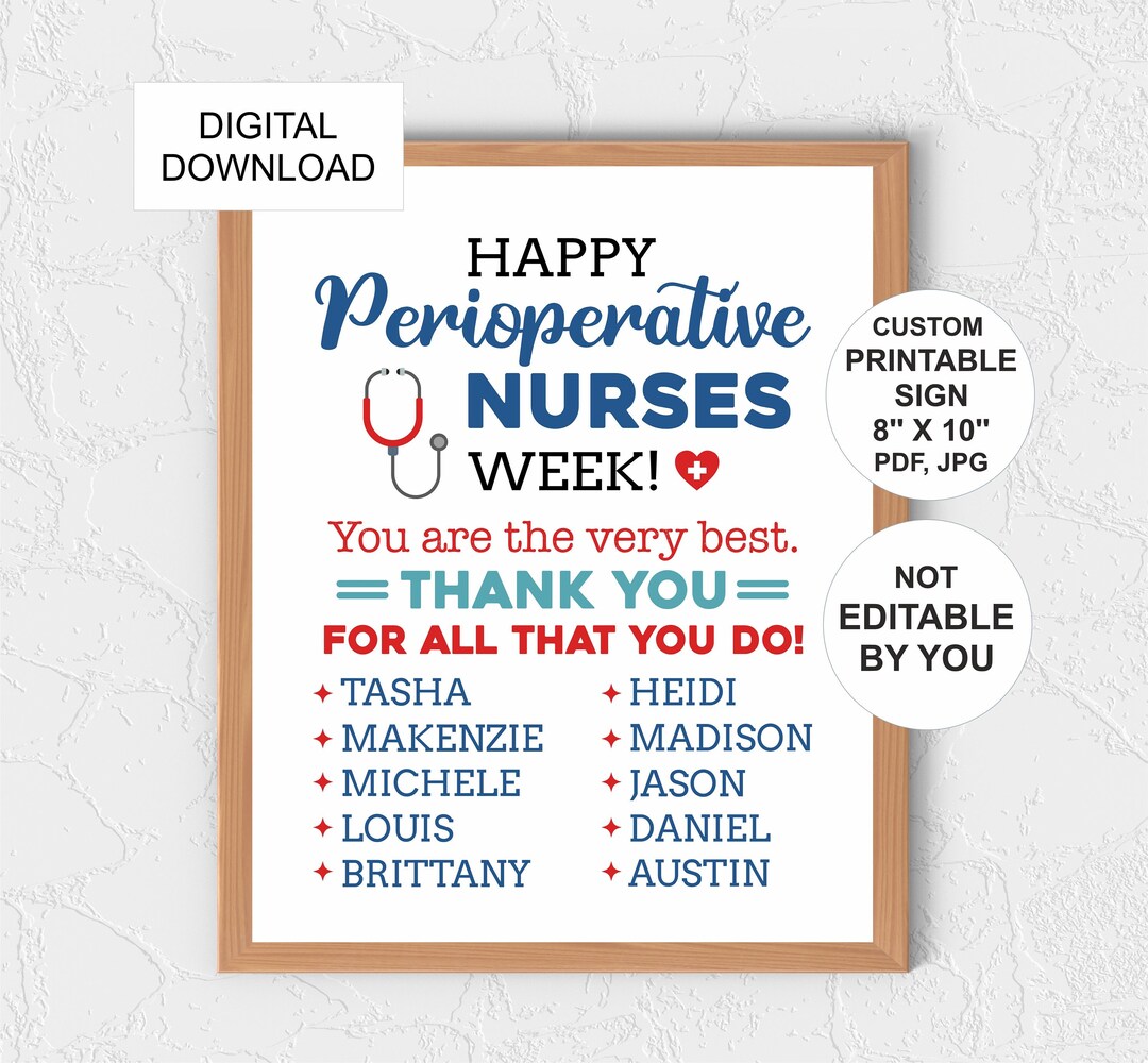 Personalised Perioperative Nurses Week Sign Printable / Perioperative