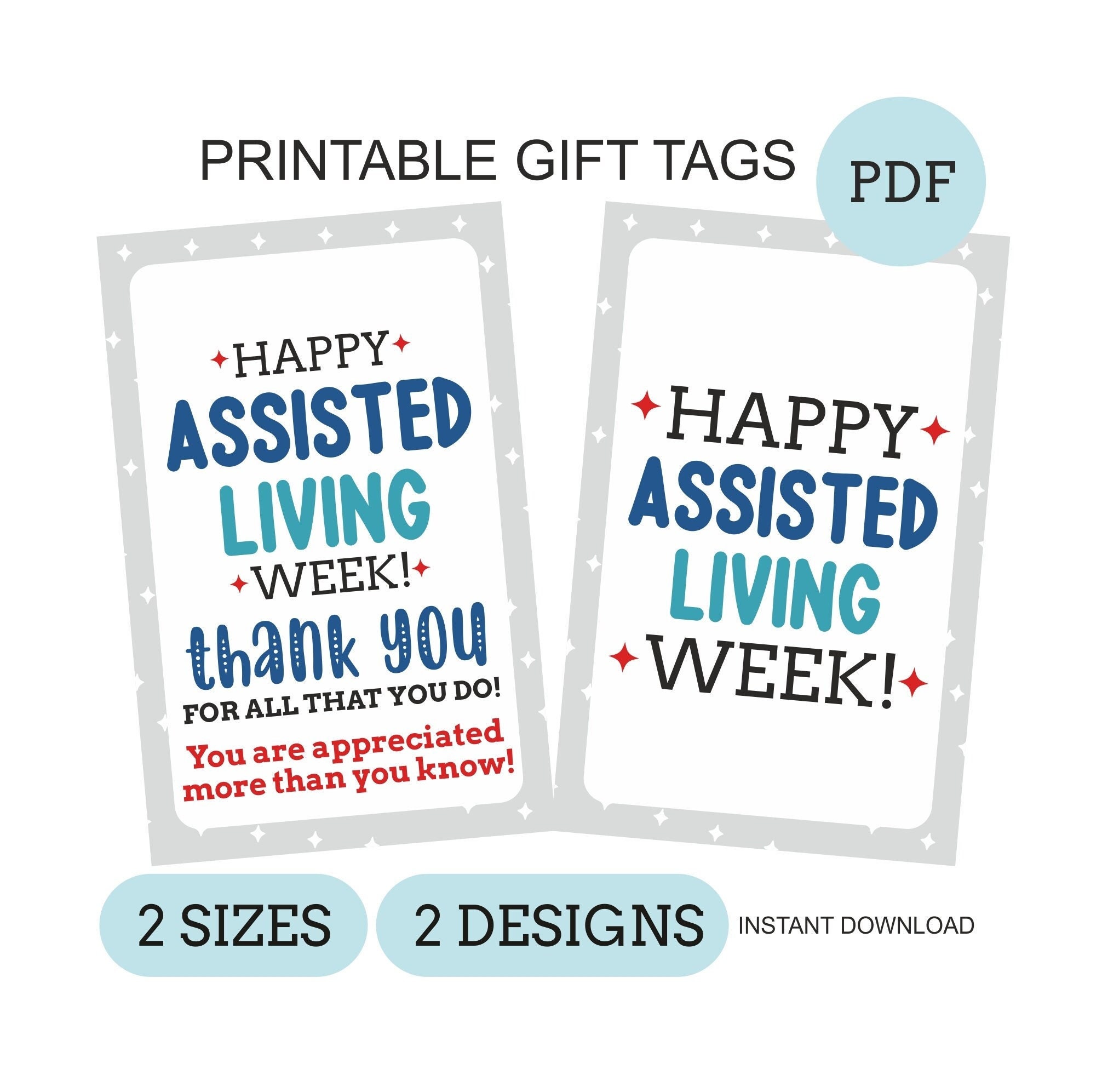Assisted Living Week Gift Tags Printable / Assisted Living Etsy
