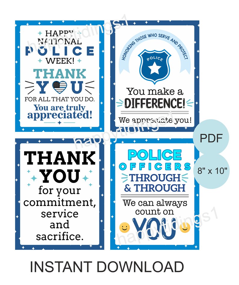 Police Week Sign Set of 8 Printable / National Police Appreciation Week ...