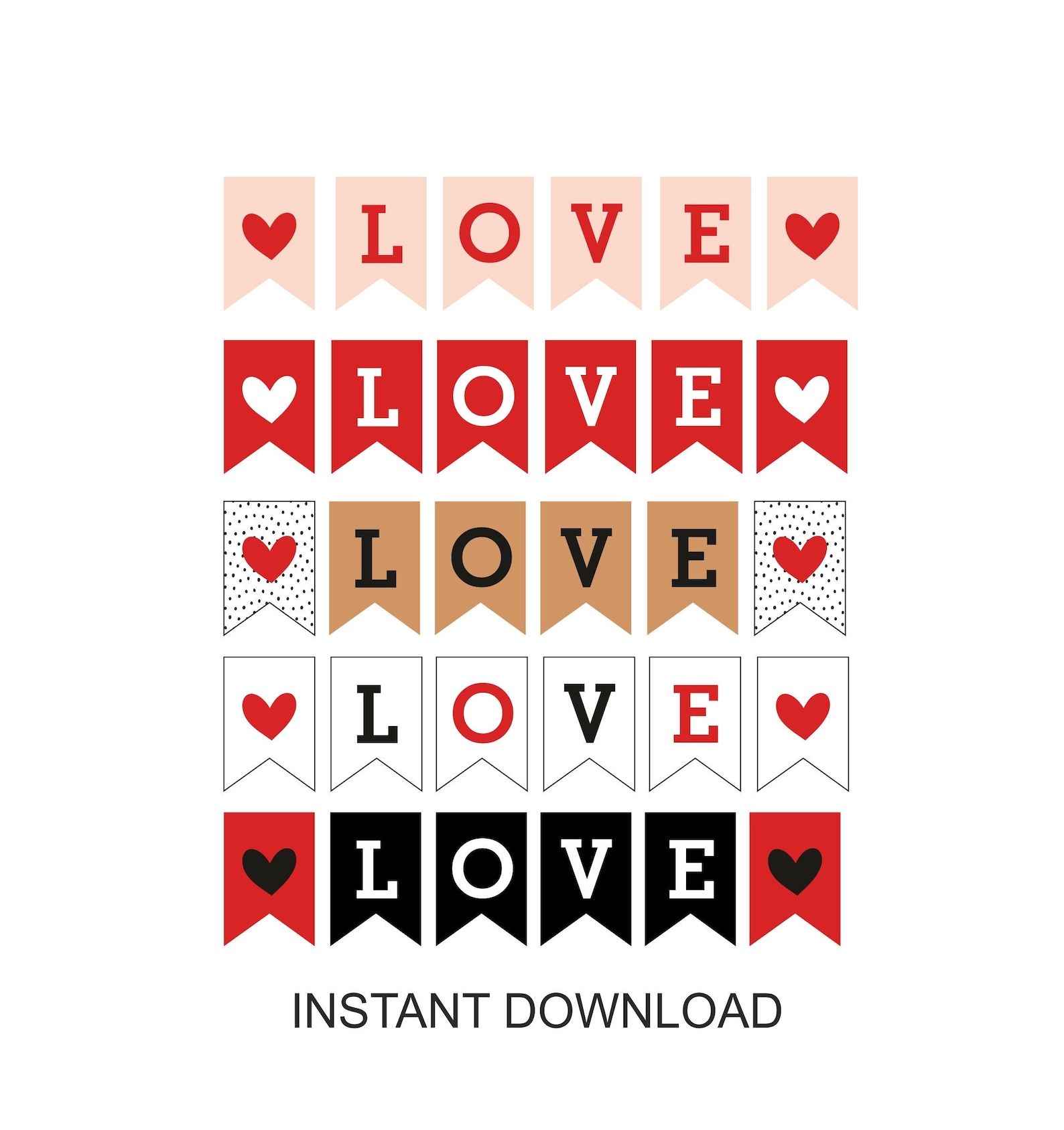 Love Banner Printable / Printable Love Bunting / Printable | Etsy