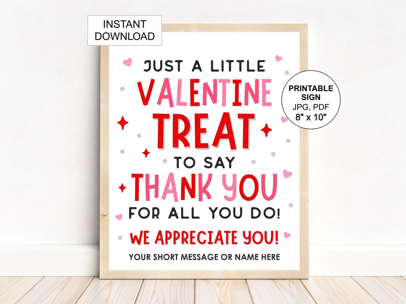 Editable Valentine Treat Sign Printable / Valentine's Day Thank You ...