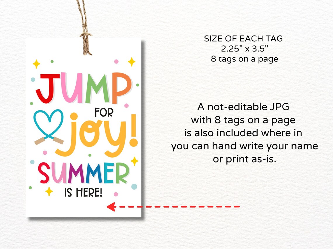 Guft Tag Rope Summer Jump Rope Gift Tags Printable / End of School Year Skipping Rope ...
