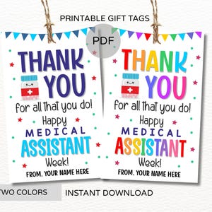 Arzthelferin Woche Geschenkanhänger zum Ausdrucken / MA Woche Geschenkanhänger / MA Woche Dankeschön Anhänger / MA Dankeschön Geschenk / 2 FARBEN