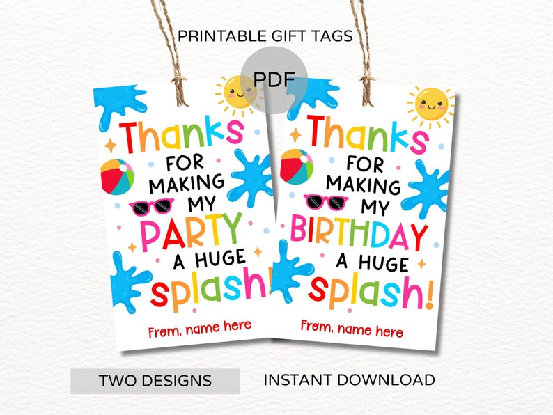 Splashtags Pool Party Favor Tags Printable / Summer Pool Party Gift Tags / Pool ...