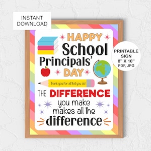 School Principal day poster printable / School Principals day sign / Principal day appreciation / Principal appreciation Principal gift PDF