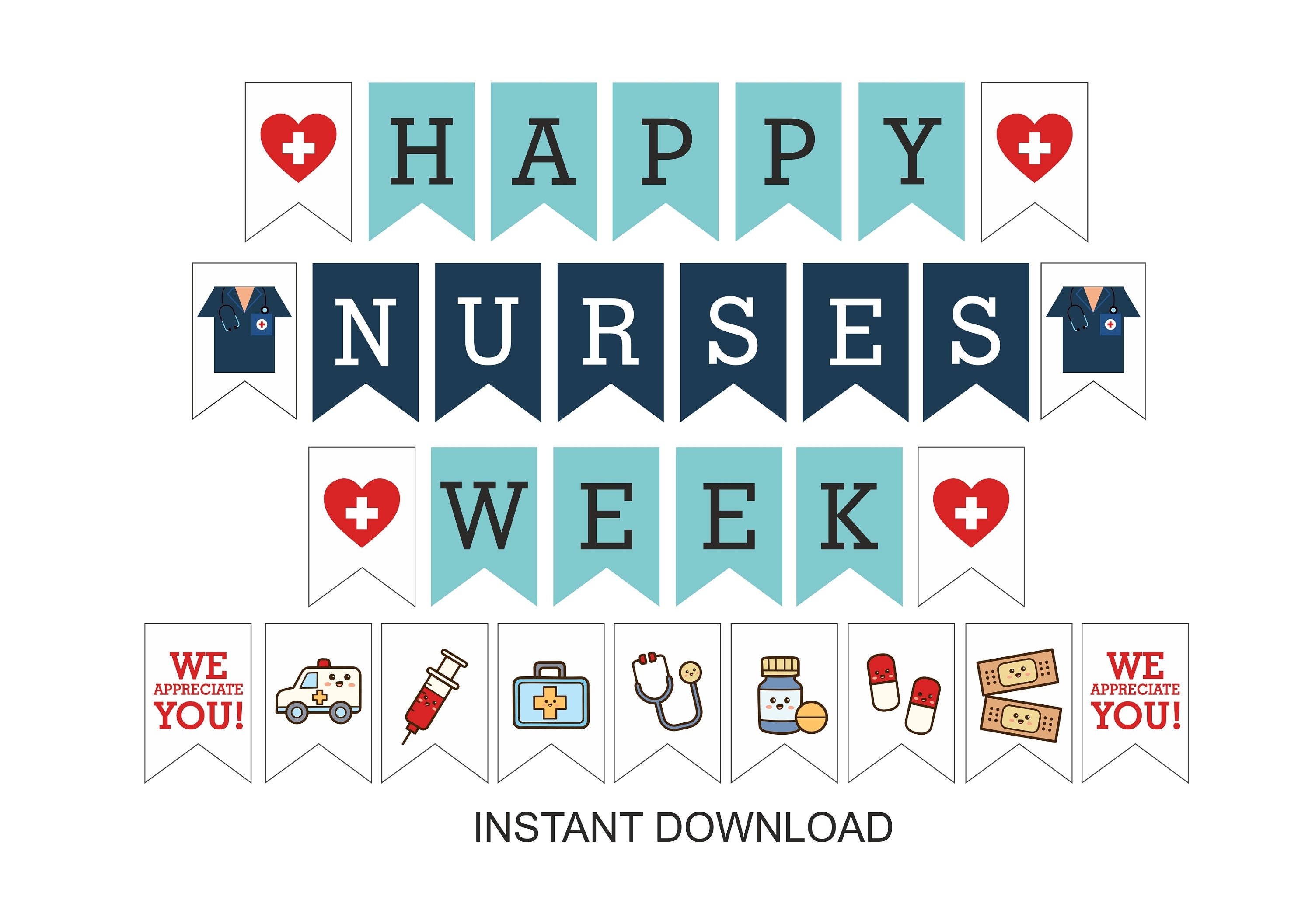 Nurses Week Banner Printable / Nurse Banner Printable / PDF - in Two ...
