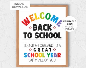 Retour à l'école imprimable / Affiche de la rentrée / Panneau de bienvenue / Affiche de la classe de l'école / Panneau d'affichage / PDF